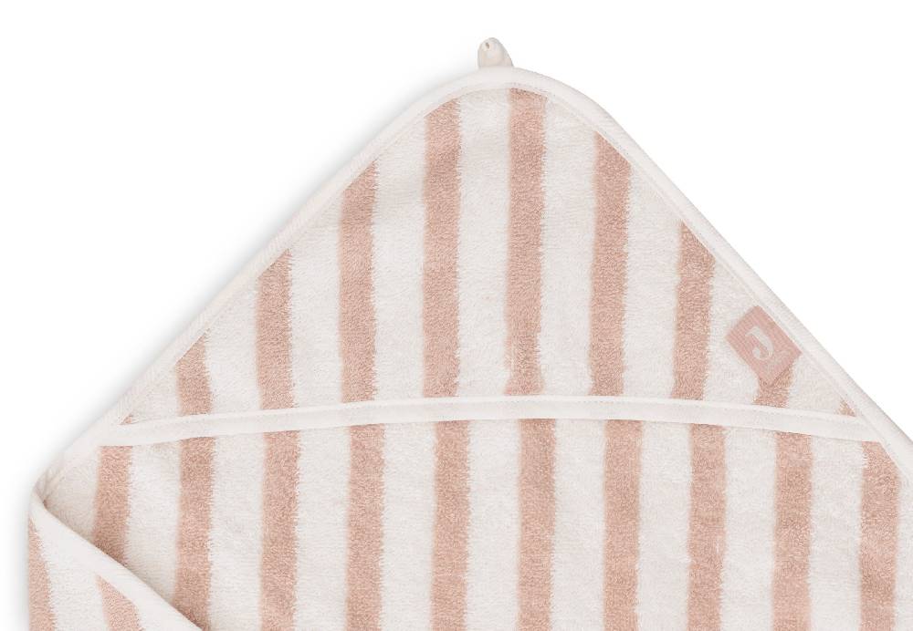 Jollein Kapuzenhandtuch 75x75cm Stripe Terry Wild Rose GOTS Super Sparpreis