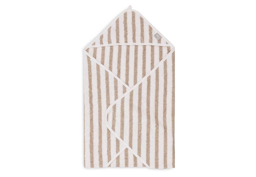 Jollein Kapuzenhandtuch 75x75cm Stripe Terry Olive Green GOTS Letzte 3 Tage
