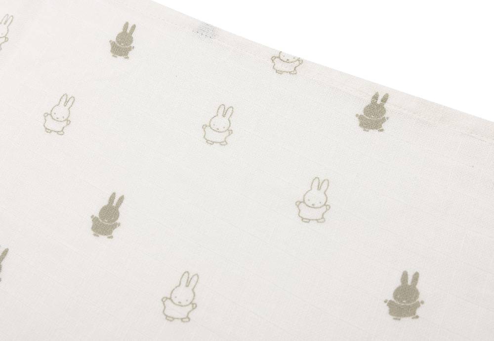 Jollein Spucktuch Hydrophill 70x70cm Happy Miffy Olive Green (3pack) Clearance-Verkauf