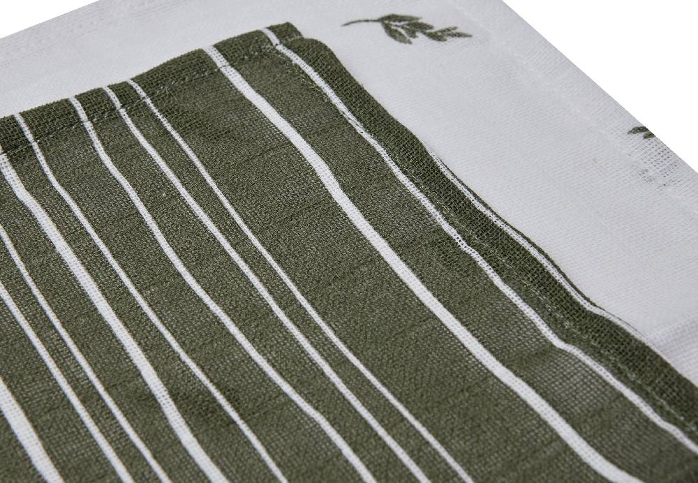 Jollein Spucktücher Hydrophill Stripe Olive Leaf Green GOTS (2p) Vatertagsangebot