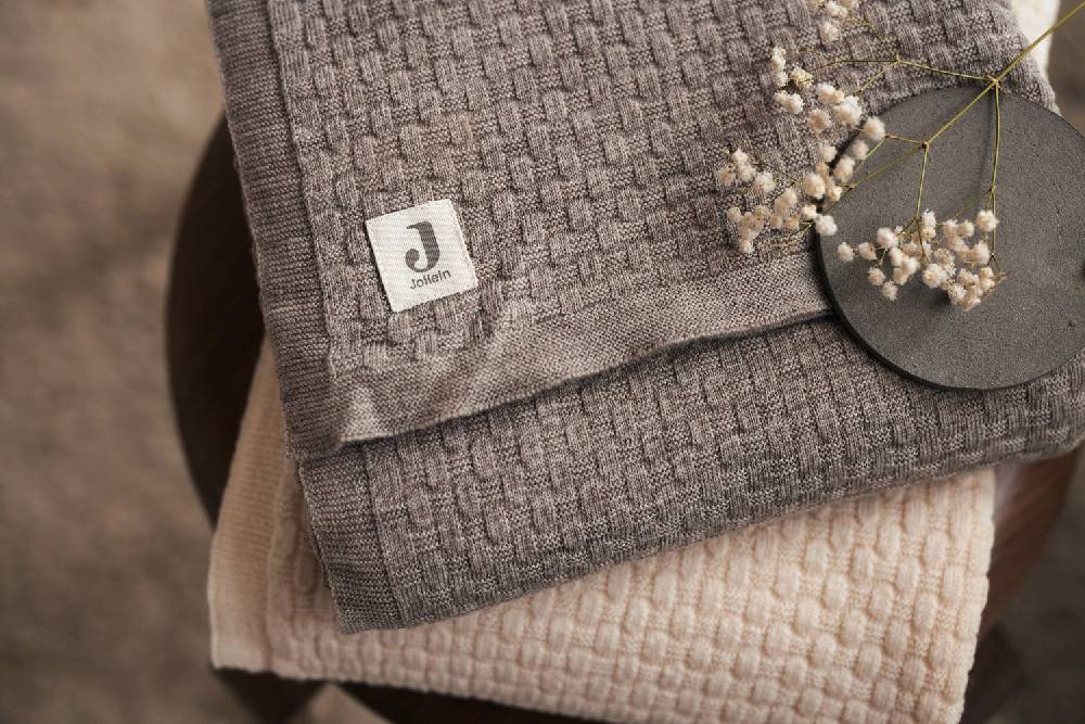 Jollein Decke Kinderbett 100x150cm Weave Knit Merino wool Funghi Letzte 2 Tage