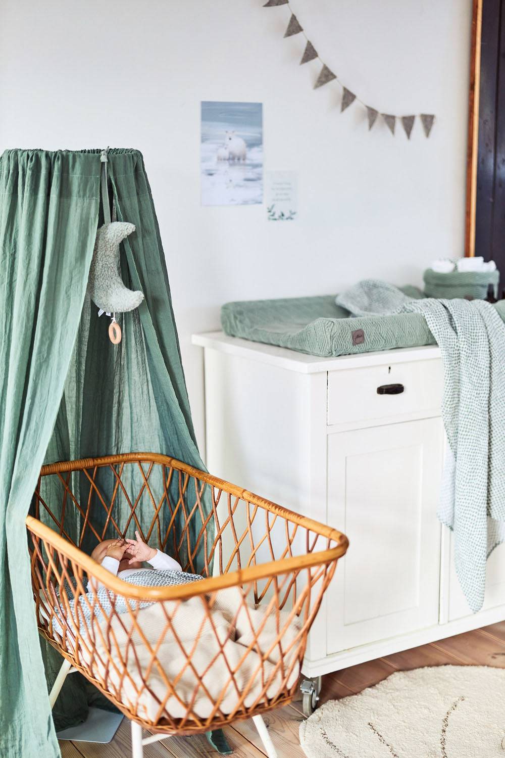 Jollein Bettlaken Kinderbett 120x150cm Snake Ash Green 2025