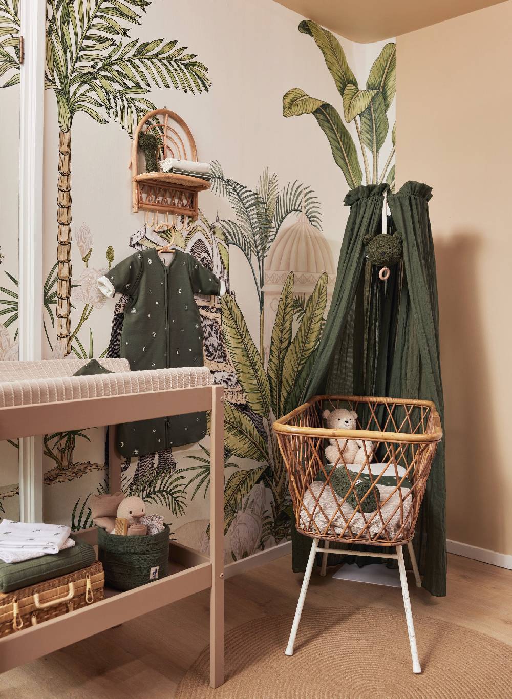 Jollein Betthimmel Vintage 155cm Leaf Green Heißer Verkauf