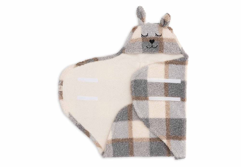Jollein Einschlagdecke für Babyschale Bunny Check - Boucle 50% Rabatt für begrenzte Zeit