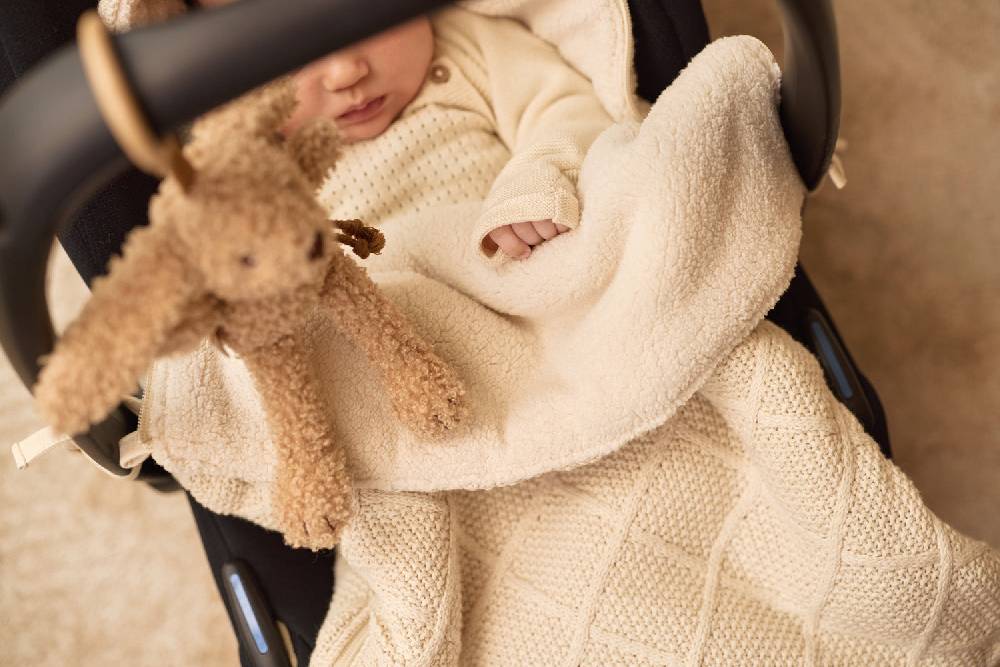 Jollein Fußsack Gruppe 0+ 3/5 Punkte Check Knit - Oatmeal Bis zu 50% Rabatt