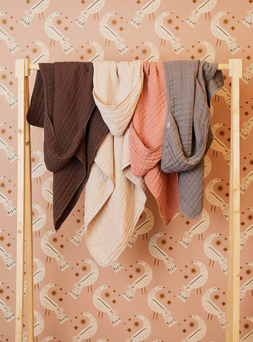Jollein Kapuzenhandtuch Wrinkled Cotton 75x75cm Chestnut Begrenztes Angebot