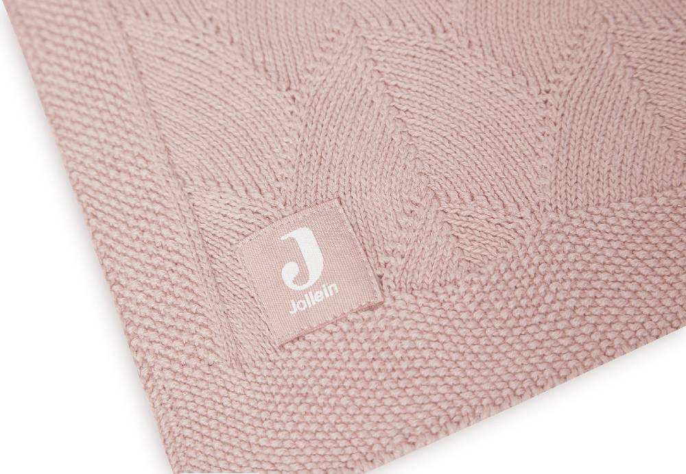 Jollein Decke Kinderbett 100x150cm Shell Knit Wild Rose GOTS Jubiläumsangebot