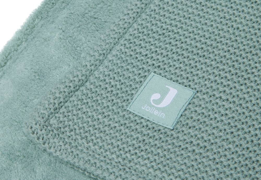Jollein Decke Wiege 75x100cm Basic Knit Forest Green/Fleece Lagerräumung