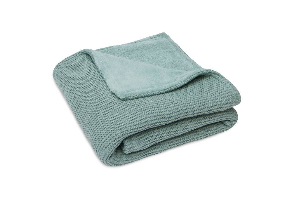 Jollein Decke Wiege 75x100cm Basic Knit Forest Green/Fleece Lagerräumung