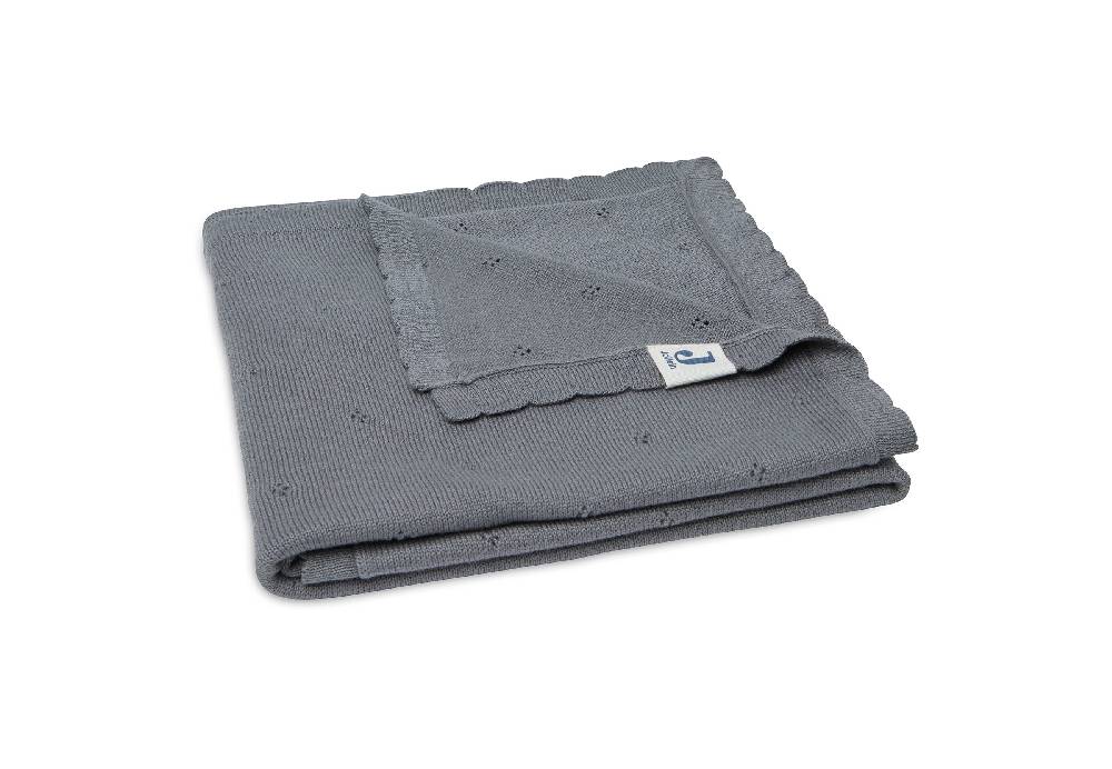 Jollein Decke Wiege 75x100cm Pointelle Storm Grey GOTS Große Rabatte