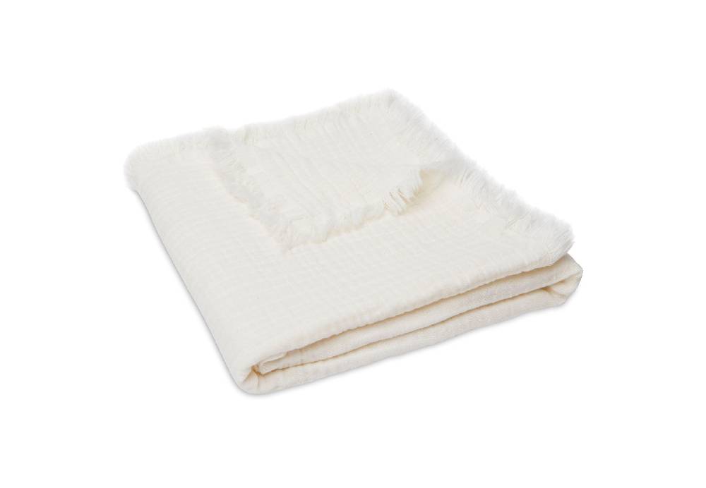 Jollein Decke Wiege Muslin Fringe 75x100cm Ivory Räumungsverkauf