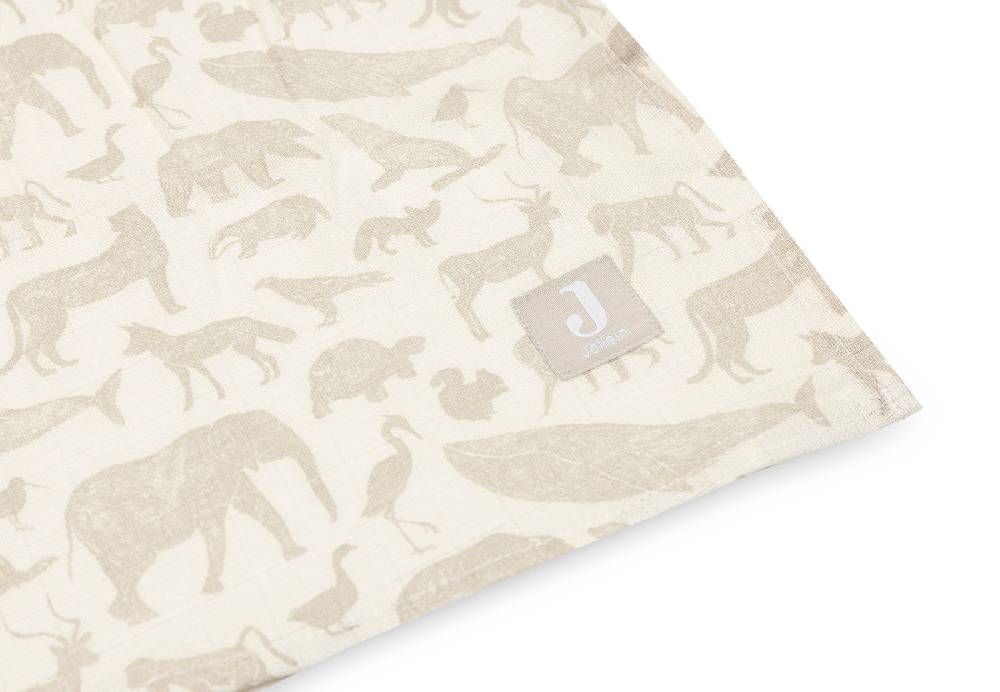 Jollein Mullwindeln Hydrophil 115x115cm Animals Nougat (2pack) Letzte 3 Tage