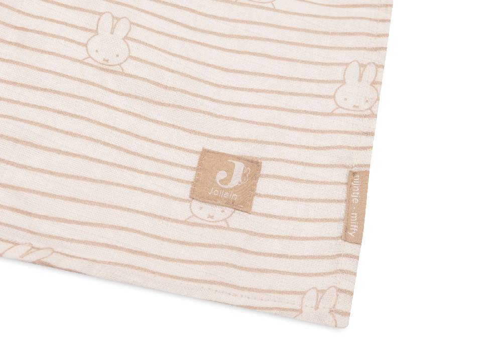 Jollein Mullwindelnn Hydrophil 115x115cm Miffy Stripe Biscuit (2pack Letzte 2 Tage