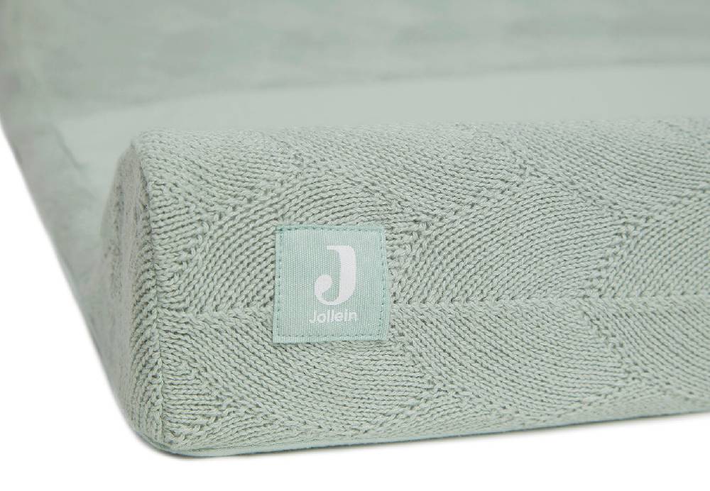 Jollein Wickelauflagenbezug 50x70cm Shell Knit Sea Foam GOTS Begrenzt auf 3 Tage