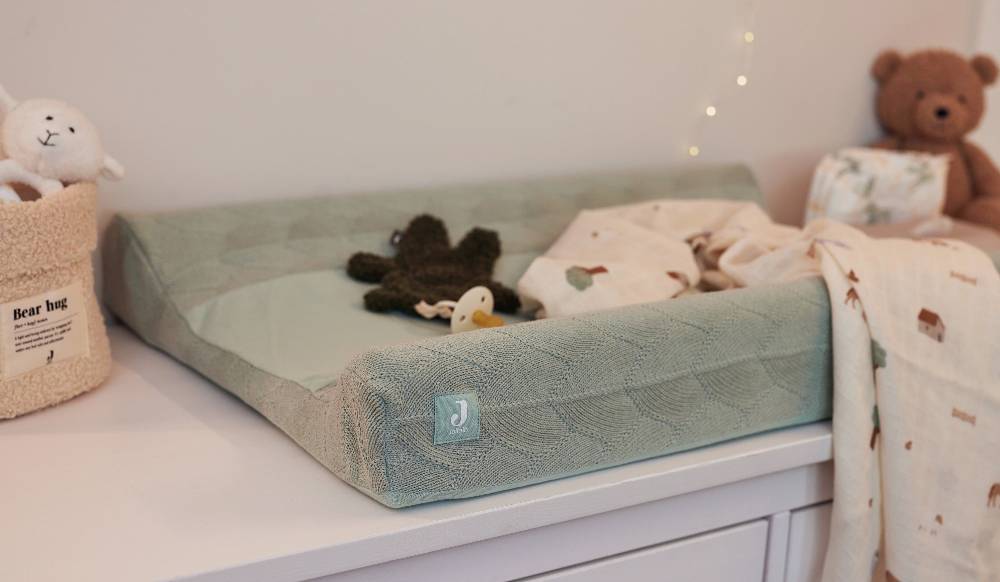 Jollein Wickelauflagenbezug 50x70cm Shell Knit Sea Foam GOTS Begrenzt auf 3 Tage