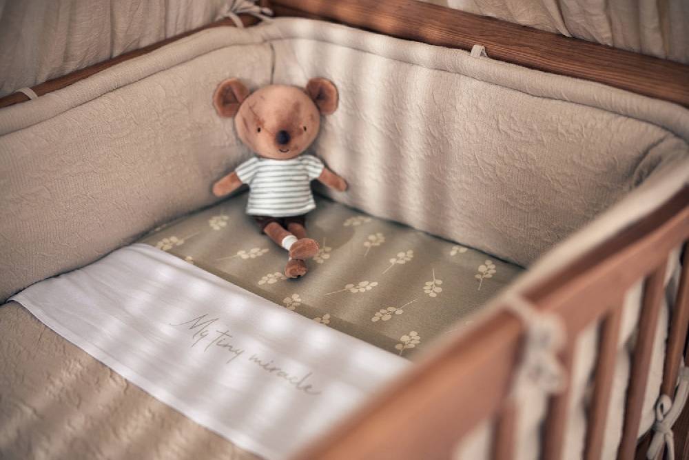 Jollein Bettlaken Kinderbett 120x150cm My Tiny Miracle Olive Green Online Shopping