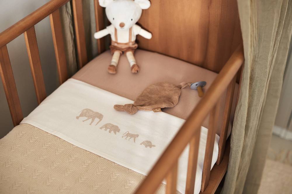 Jollein Bettlaken Wiege 75x100cm Animals Nougat Preisnachlass