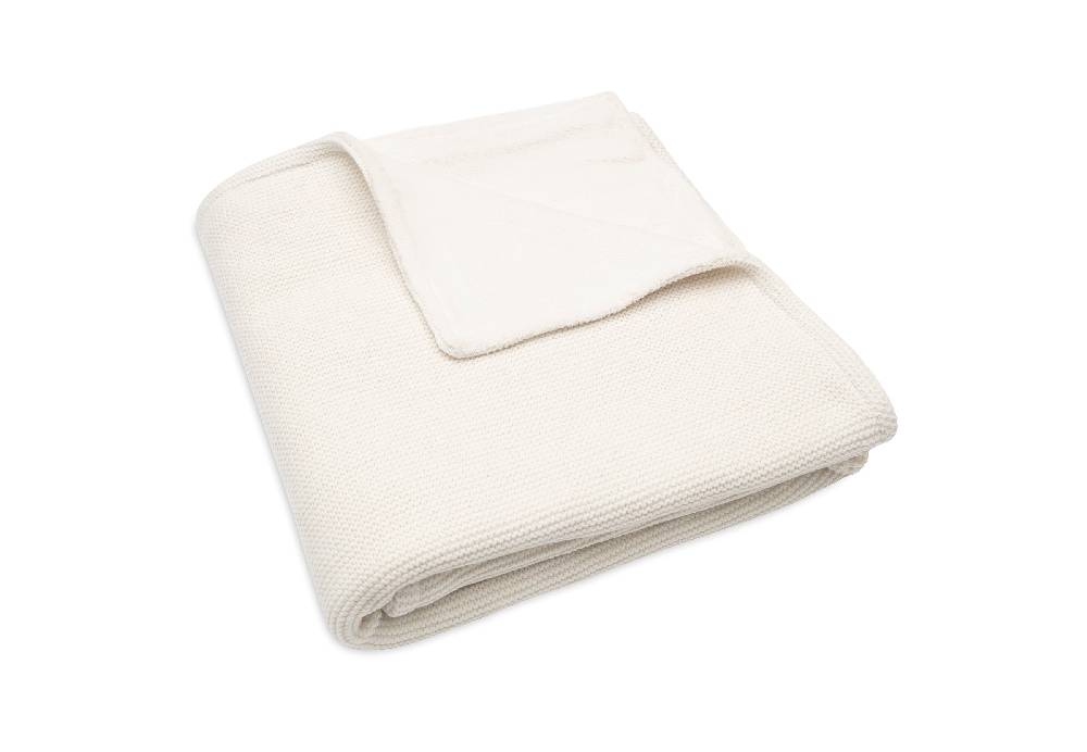 Jollein Decke Kindetbett 100x150cm Basic Knit Ivory/Coral Fleece Top Angebot