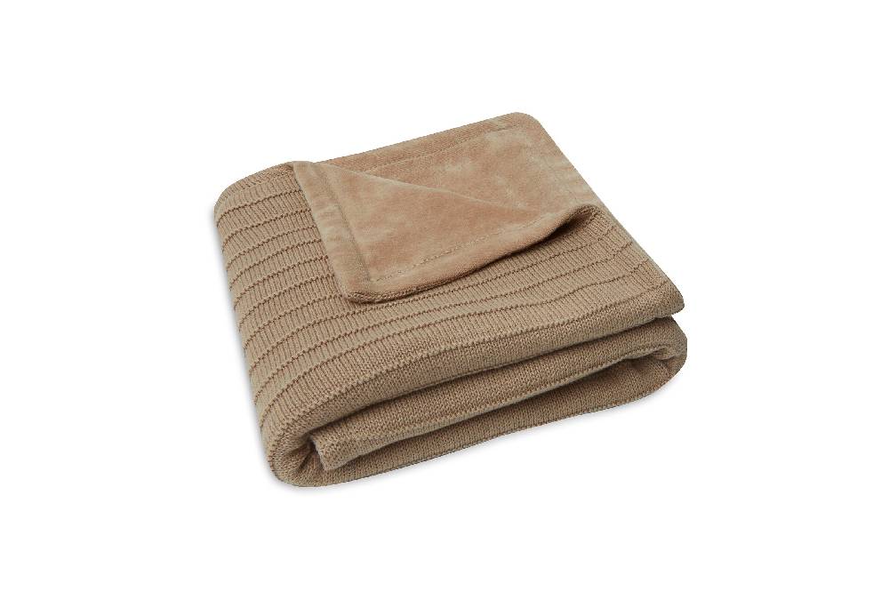 Jollein Decke Wiege 75x100cm Pure Knit Biscuit/Velvet GOTS Neueste Mode