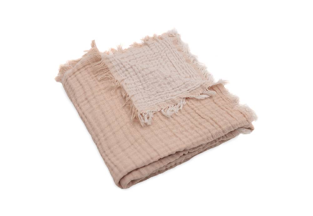Jollein Decke Kinderbett 120x120cm Fringe Moonstone/Ivory GOTS Exklusive Angebote