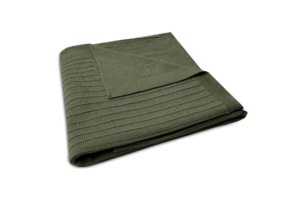 Jollein Decke Kinderbett 100x150cm Pure Knit Leaf Green GOTS Kauf eins, bekomm eins gratis
