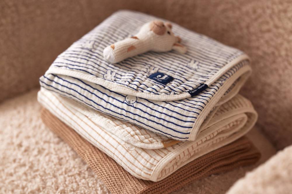 Jollein Deken Wiege 75x100cm Miffy Stripe Navy Tiefpreis