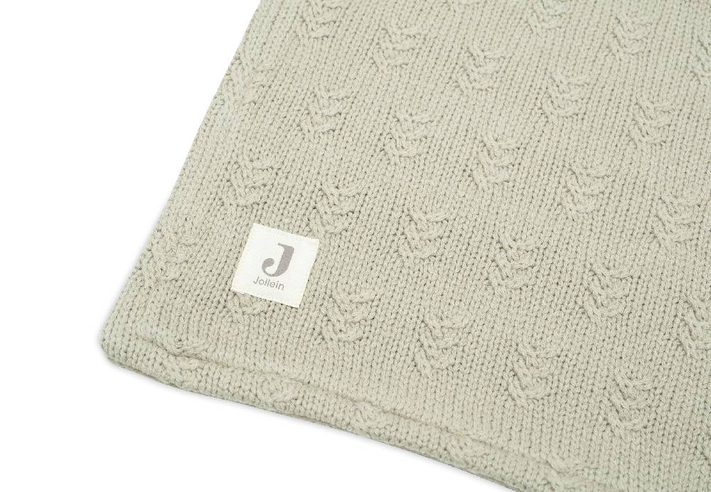 Jollein Decke Wiege 75x100cm Grain Knit Olive Green/Velvet Kostenlose Rückgabe