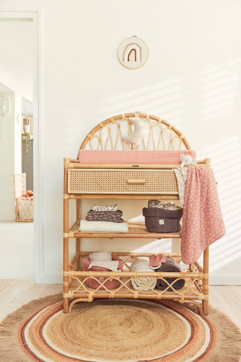 Jollein Wickelauflagenbezug Wrinkled Cotton 50x70cm Rosewood Neueste Stile
