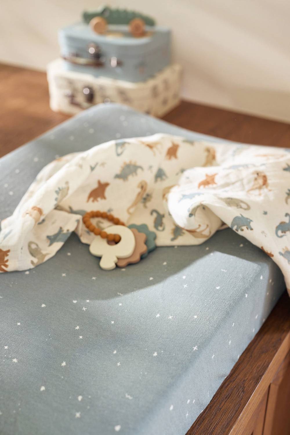 Jollein Wickelauflagenbezug Jersey 50x70cm Twinkling - Sea Green Sonderangebot der Fabrik