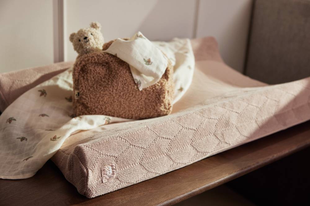 Jollein Wickelauflagenbezug 50x70cm Shell Knit Wild Rose GOTS Discount Store für neue Produkte