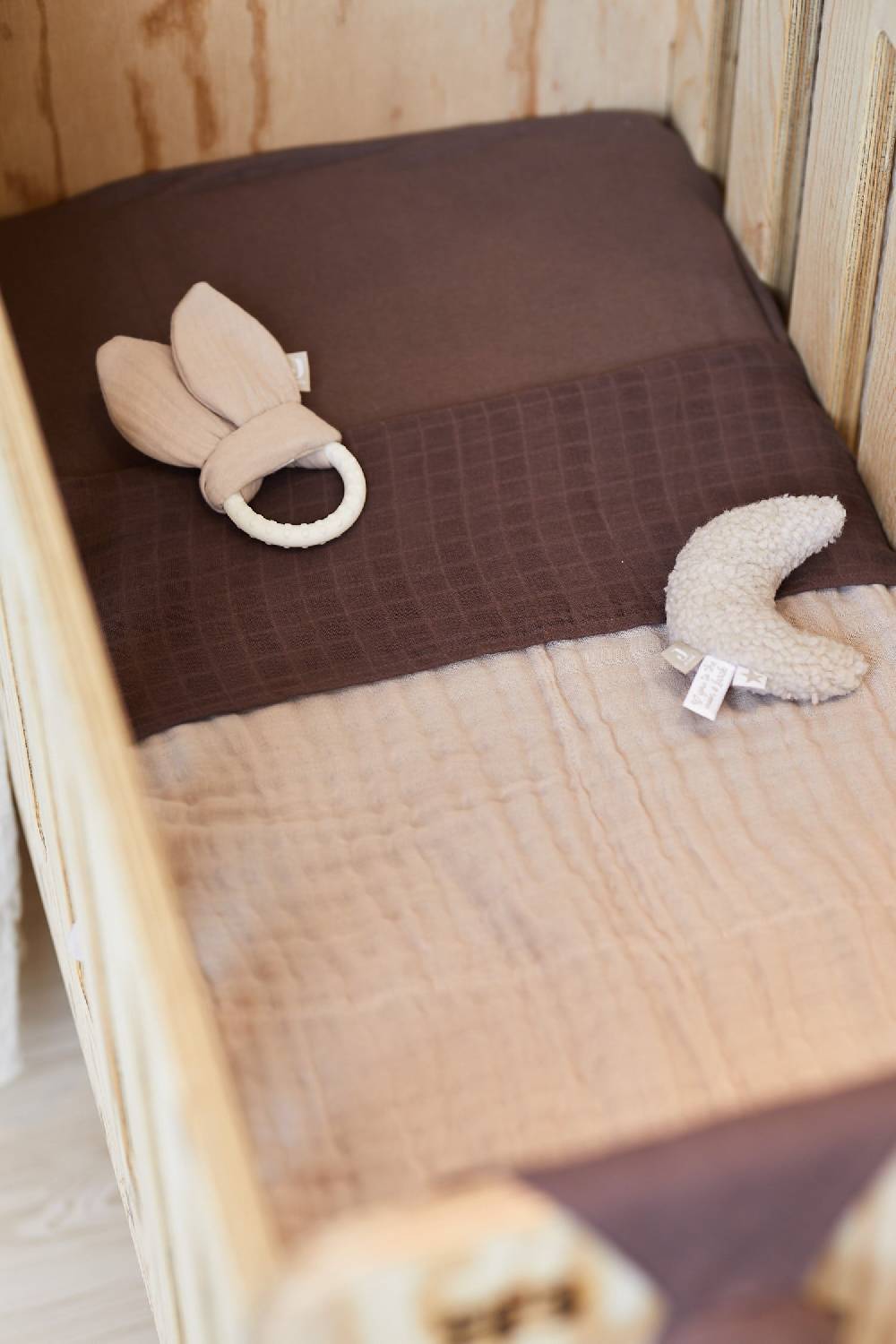 Jollein Bettlaken Kinderbett 120x150cm Wrinkled Cotton Chestnut Fabrikpreis