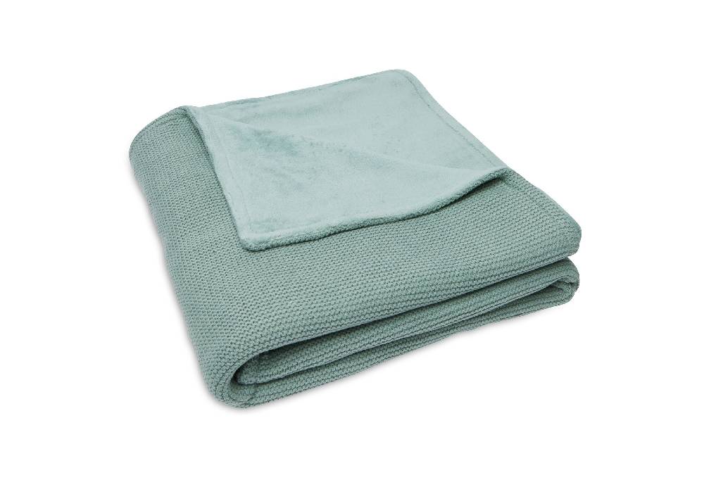Jollein Decke Kinderbett 100x150cm Basic Knit Forest Green/Fleece Super Rabatt