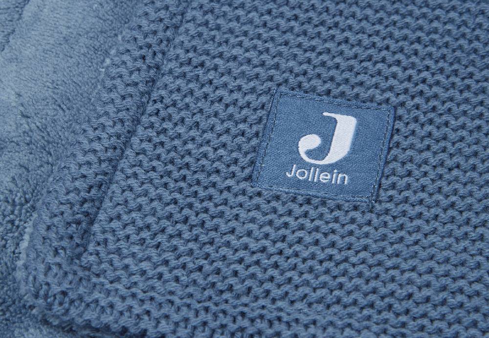 Jollein Decke Wiege 75x100cm Basic Knit Jeans Blue/Fleece Riesige Rabatte