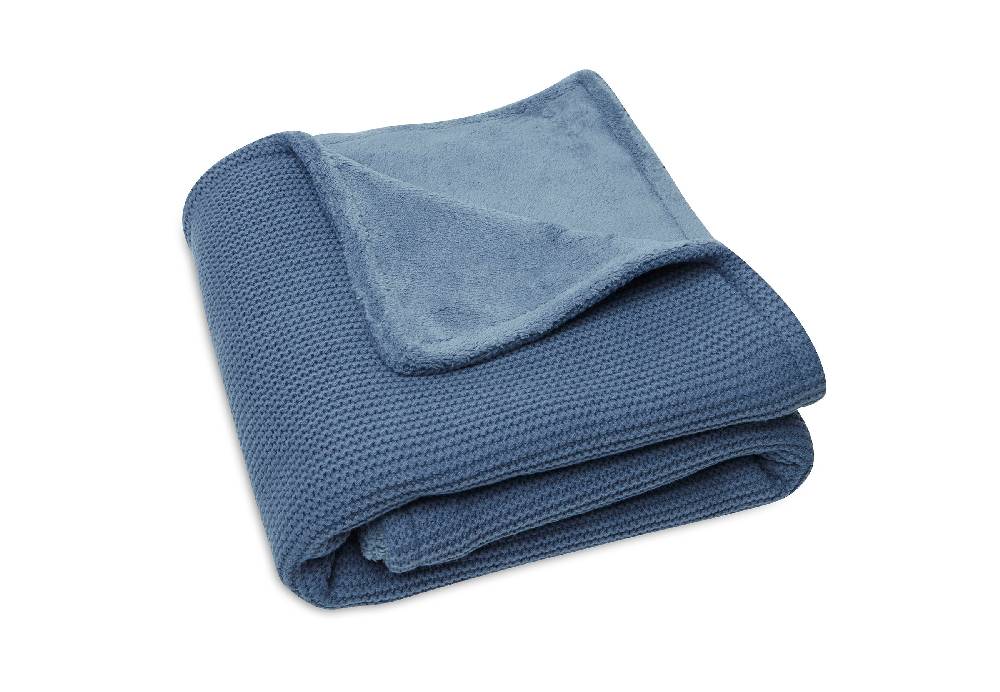 Jollein Decke Wiege 75x100cm Basic Knit Jeans Blue/Fleece Riesige Rabatte