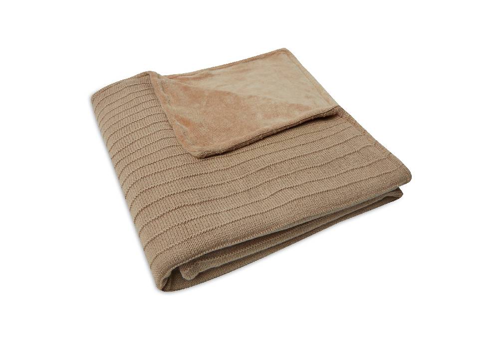 Jollein Decke Kinderbett 100x150cm Pure Knit Biscuit/Velvet GOTS Angebote