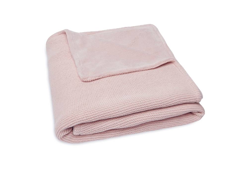 Jollein Decke Kinderbett 100x150cm Basic Knit Pale Pink/Fleece im Angebot