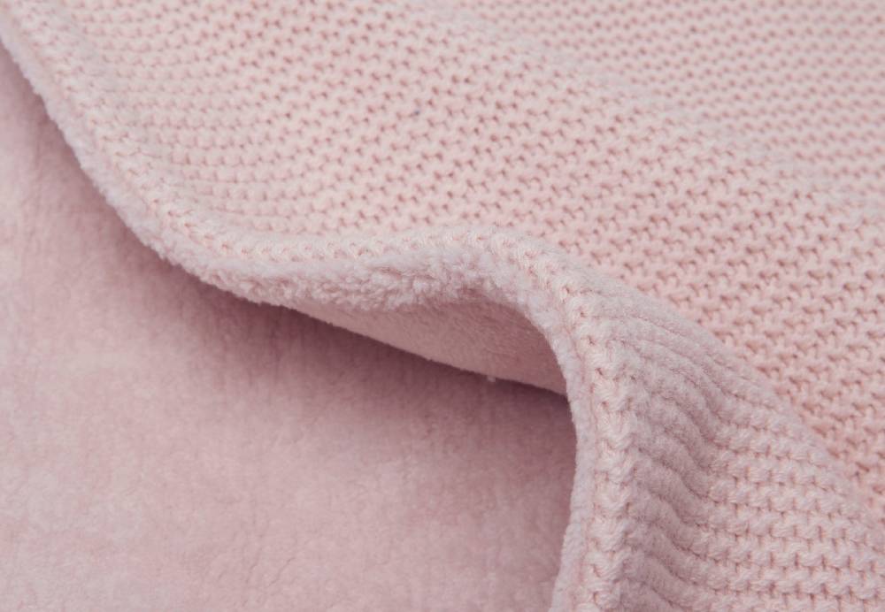 Jollein Decke Kinderbett 100x150cm Basic Knit Pale Pink/Fleece im Angebot