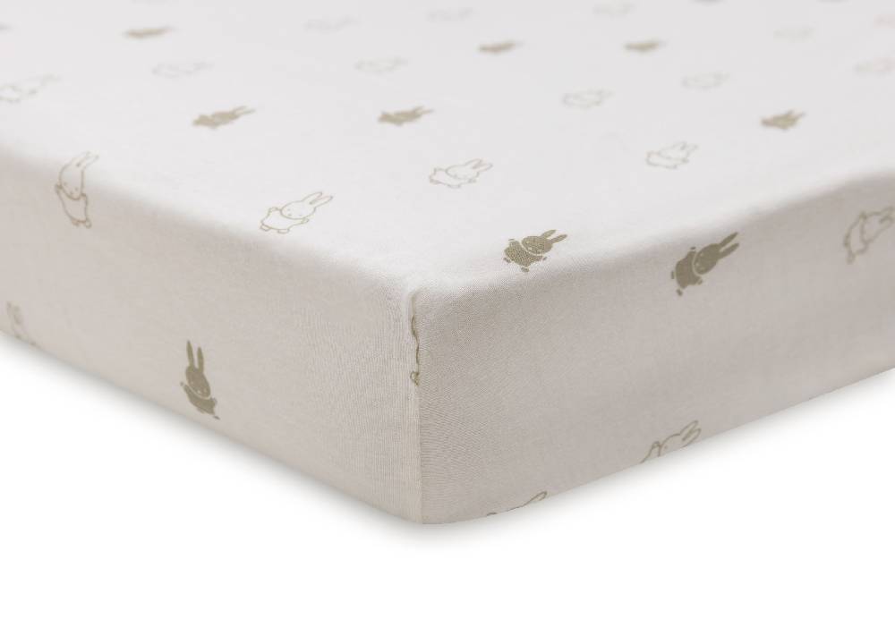 Jollein Spannbettlaken Jersey 60x120cm Happy Miffy Olive Green Exklusive Angebote