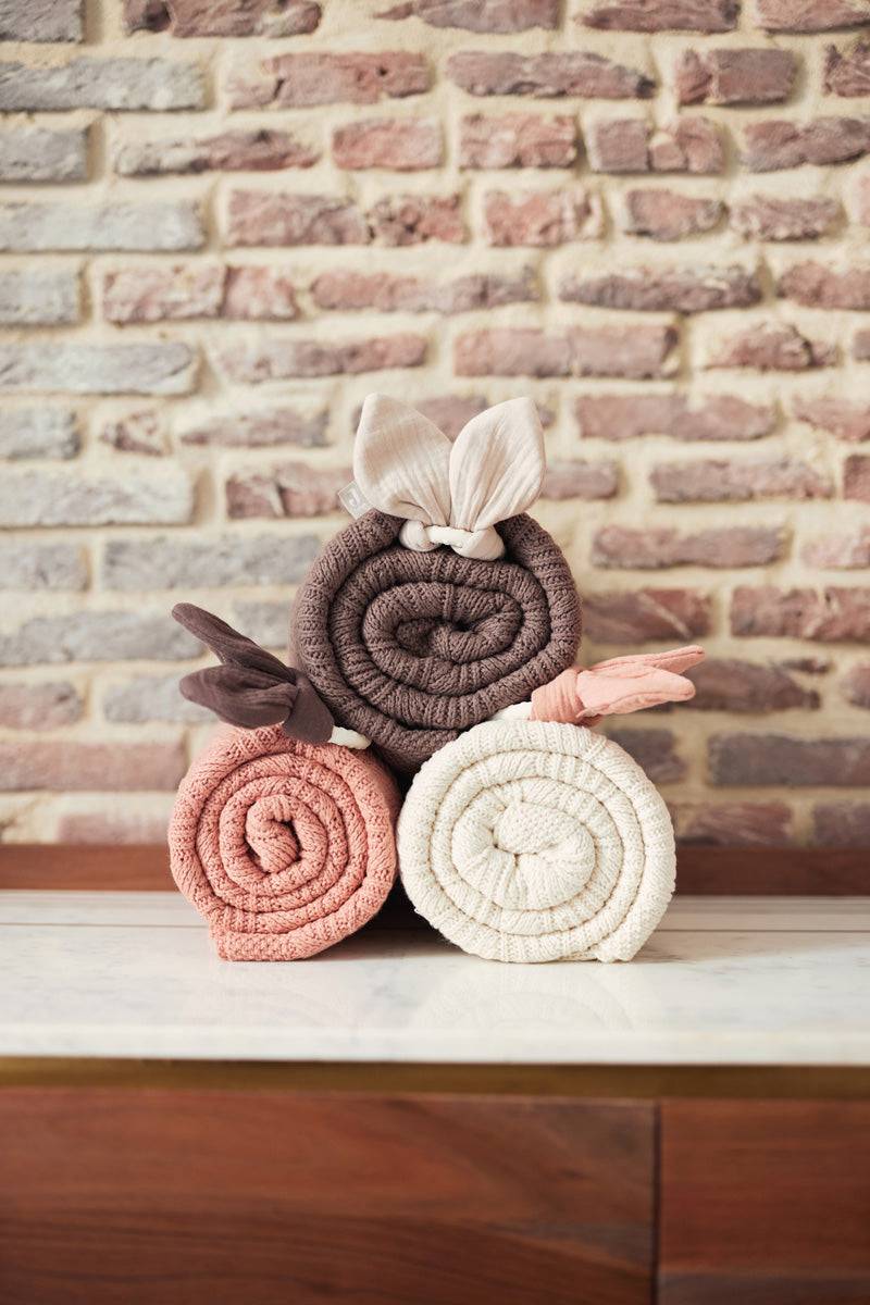 Jollein Decke Kinderbett 100x150cm Spring Knit Chestnut Tiefpreis
