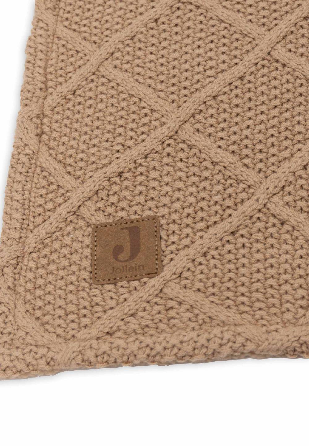 Jollein Decke Kinderbett 100x150cm Check Knit - Biscuit/Teddy Fleece Letzte 2 Tage