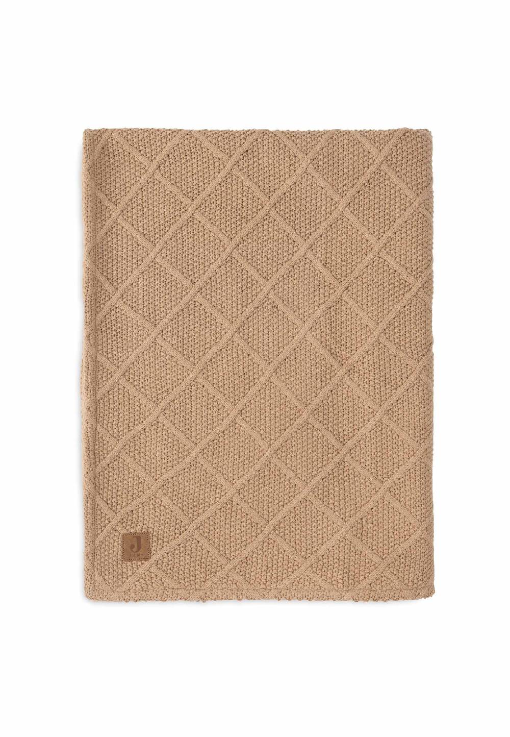 Jollein Decke Kinderbett 100x150cm Check Knit - Biscuit/Teddy Fleece Letzte 2 Tage