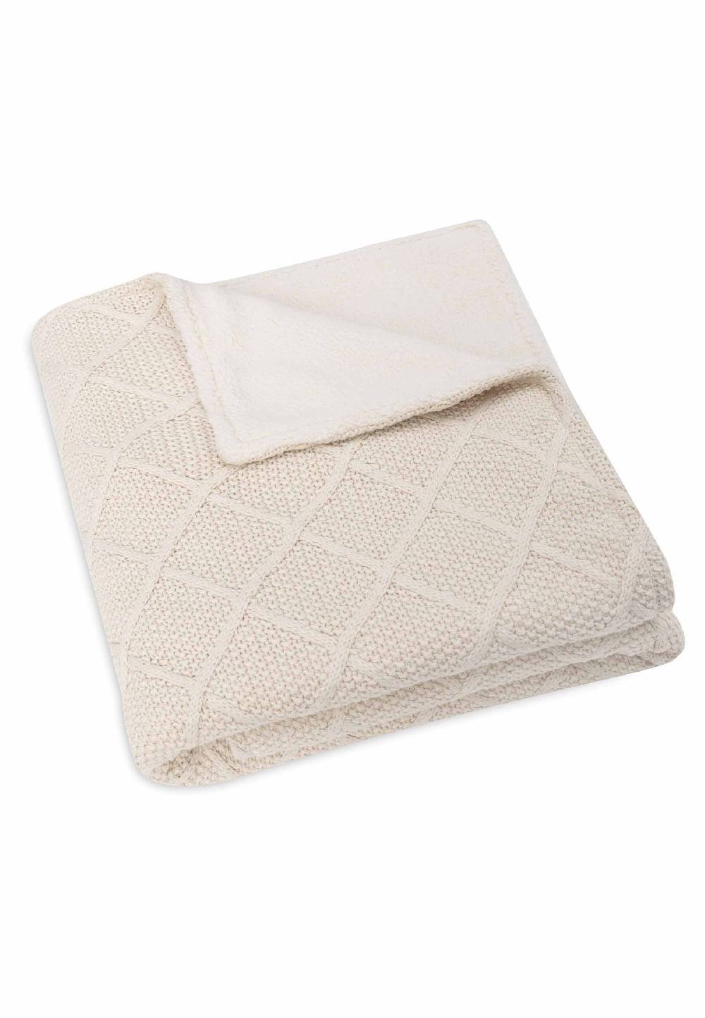 Jollein Decke Kinderbett 100x150cm Check Knit - Oatmeal/Teddy Fleece Letzter Tag