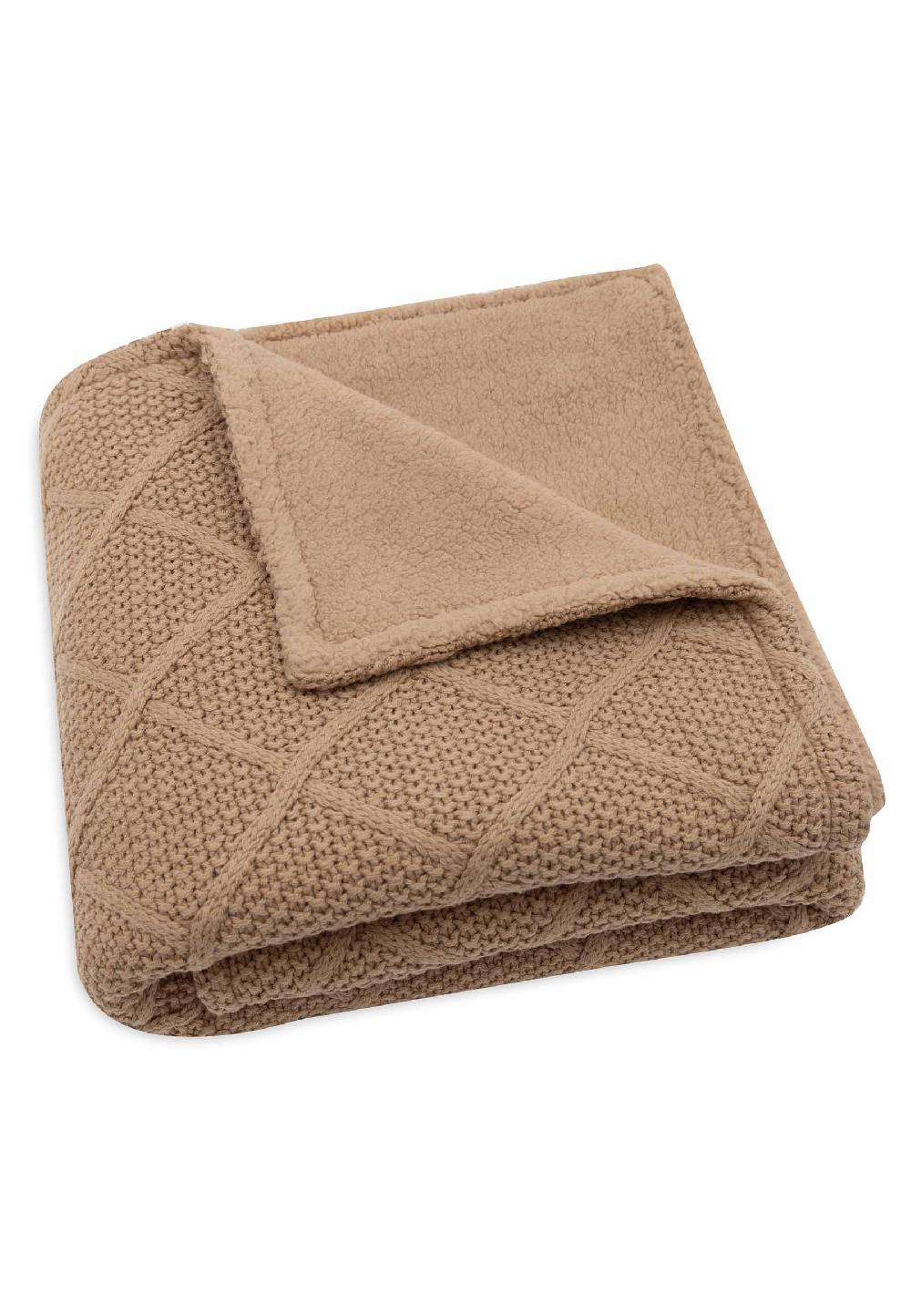 Jollein Decke Wiege 75x100cm Check Knit - Biscuit/Teddy Fleece Bis zu 65% Rabatt