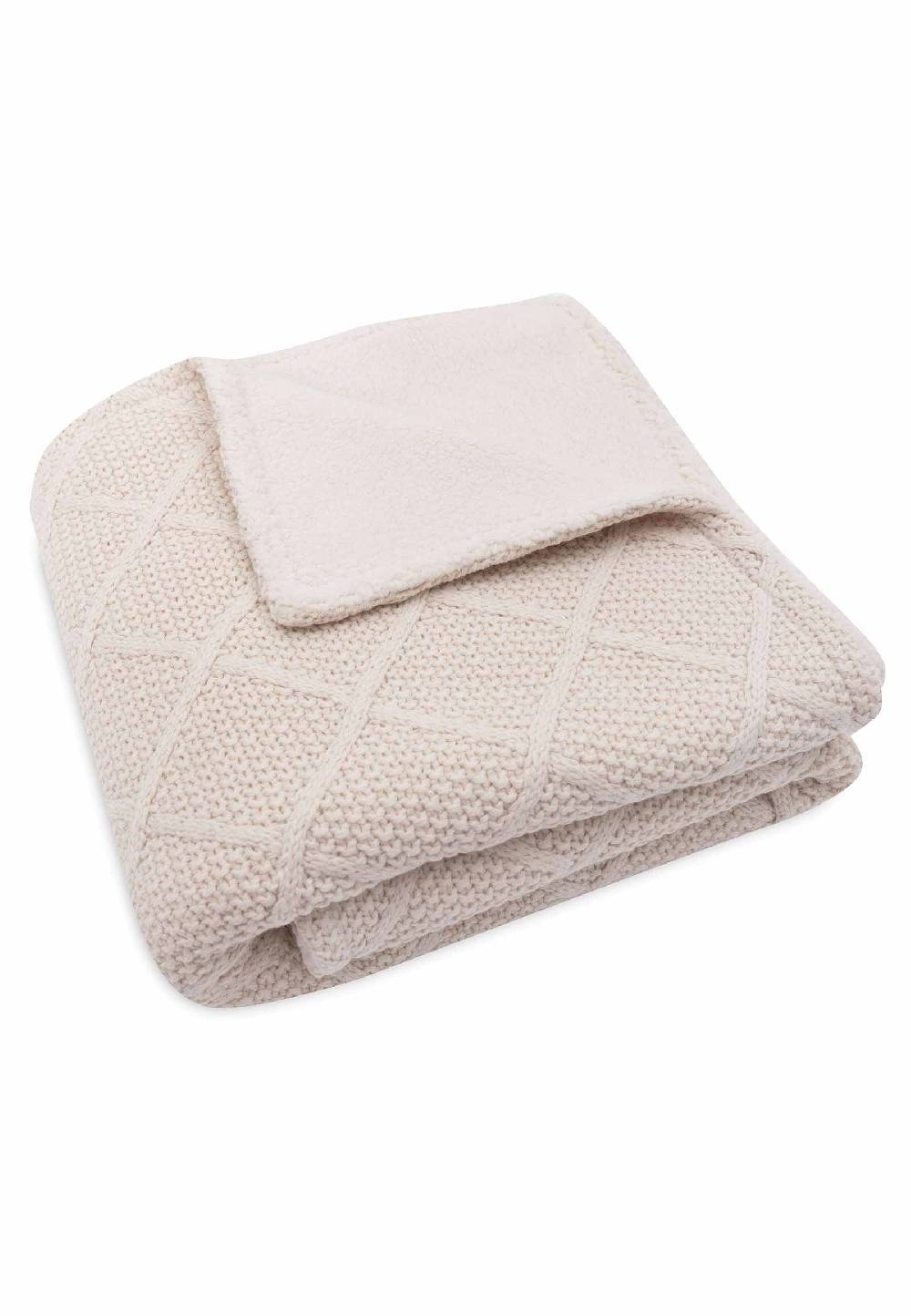 Jollein Decke Wiege 75x100cm Check Knit - Oatmeal/Teddy Fleece Nur für heute