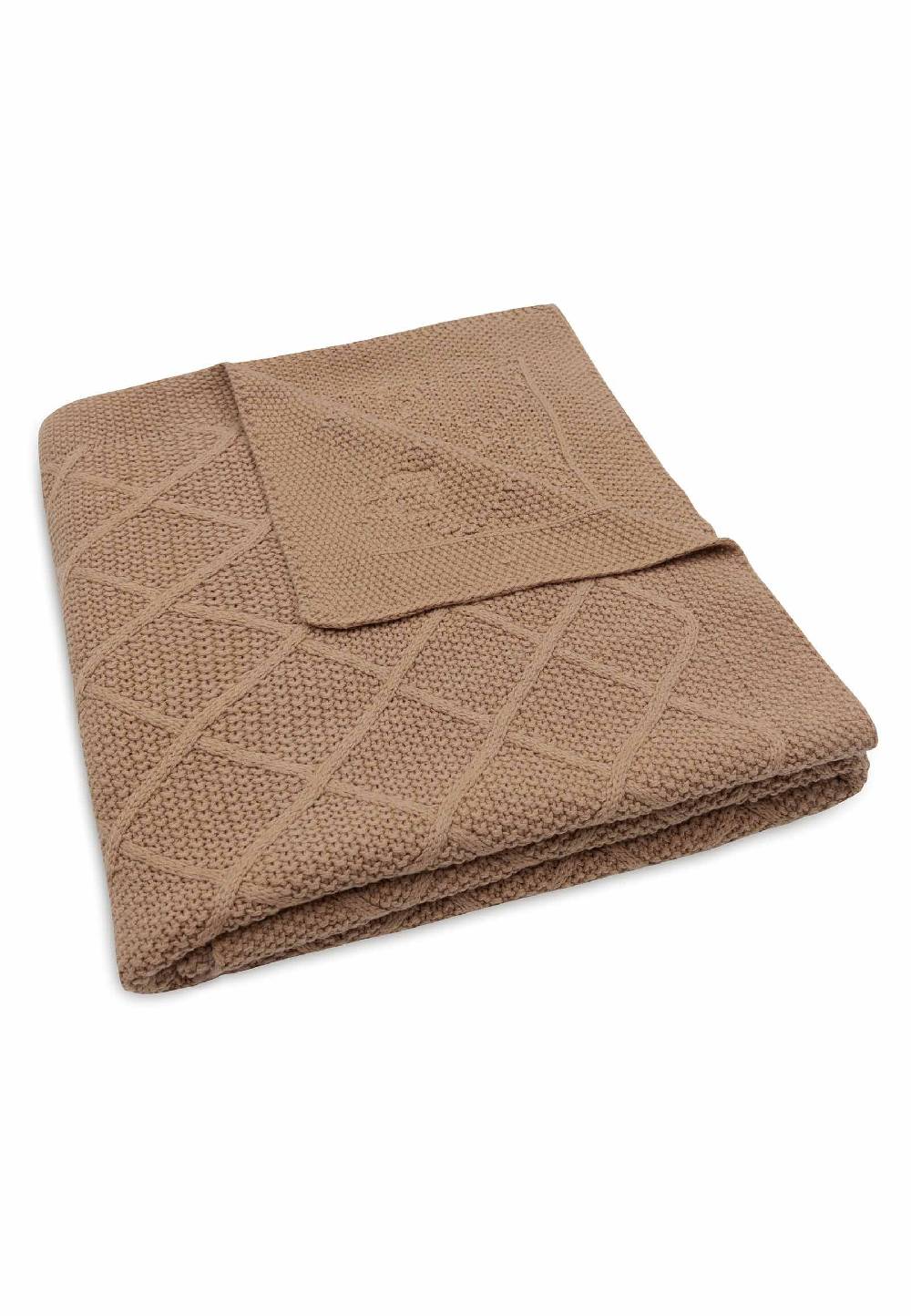 Jollein Decke Gitterbett 100x150cm Check Knit - Biscuit Discount Store für neue Produkte