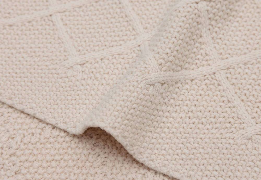 Jollein Decke Gitterbett 100x150cm Check Knit - Oatmeal Nur noch ein Tag übrig