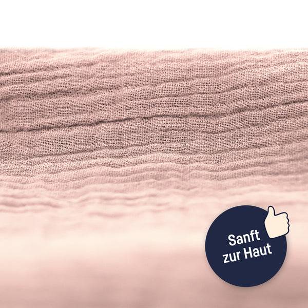 Julius Zöllner Bettschlange aus Baumwollmusselin, Dusty Rose Speichern exportieren