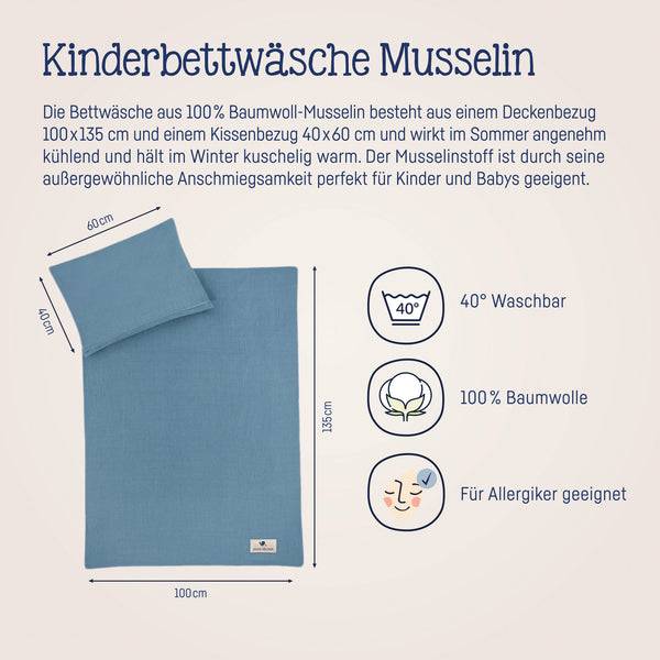 Julius Zöllner Bettwäsche aus Baumwollmusselin, Blau Riesige Rabatte
