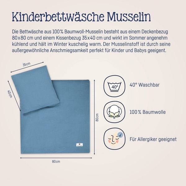 Julius Zöllner Bettwäsche aus Baumwollmusselin, Blau Riesige Rabatte