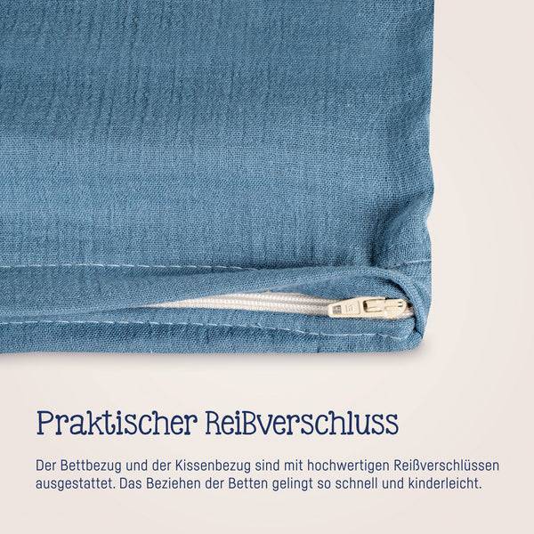 Julius Zöllner Bettwäsche aus Baumwollmusselin, Blau Riesige Rabatte
